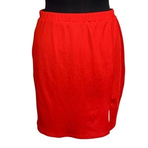 LEITH Red Skirt Large Ribbed Knit Stretchy